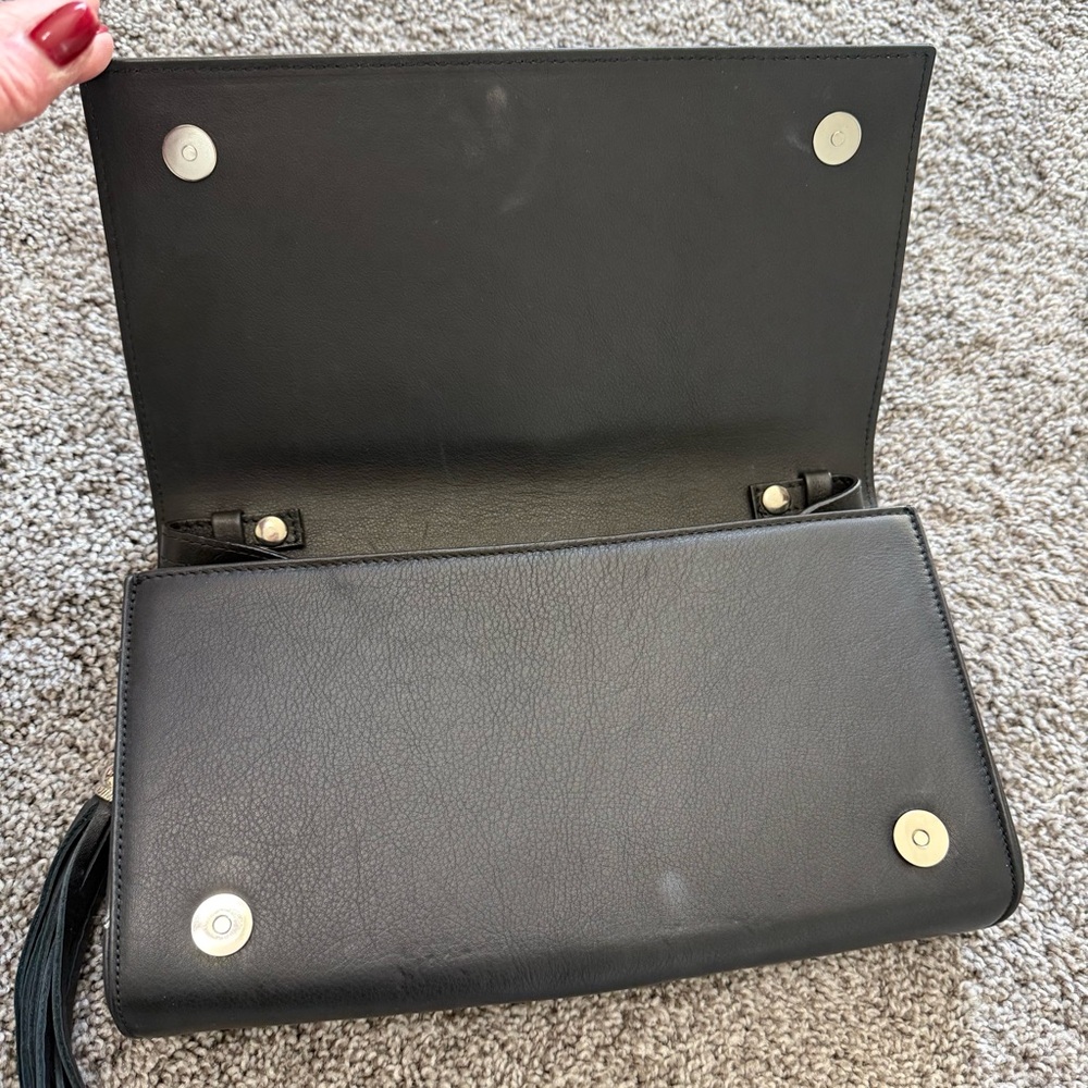 Valentino Black Leather Clutch with Studded Logo - Picture 2 of 6